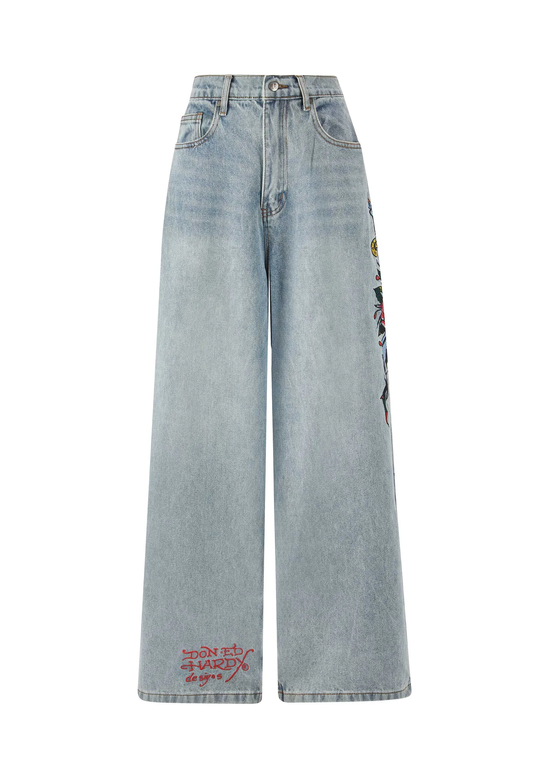 Womens Love Kills Xtra Oversized Denim Trousers Jeans - Bleach