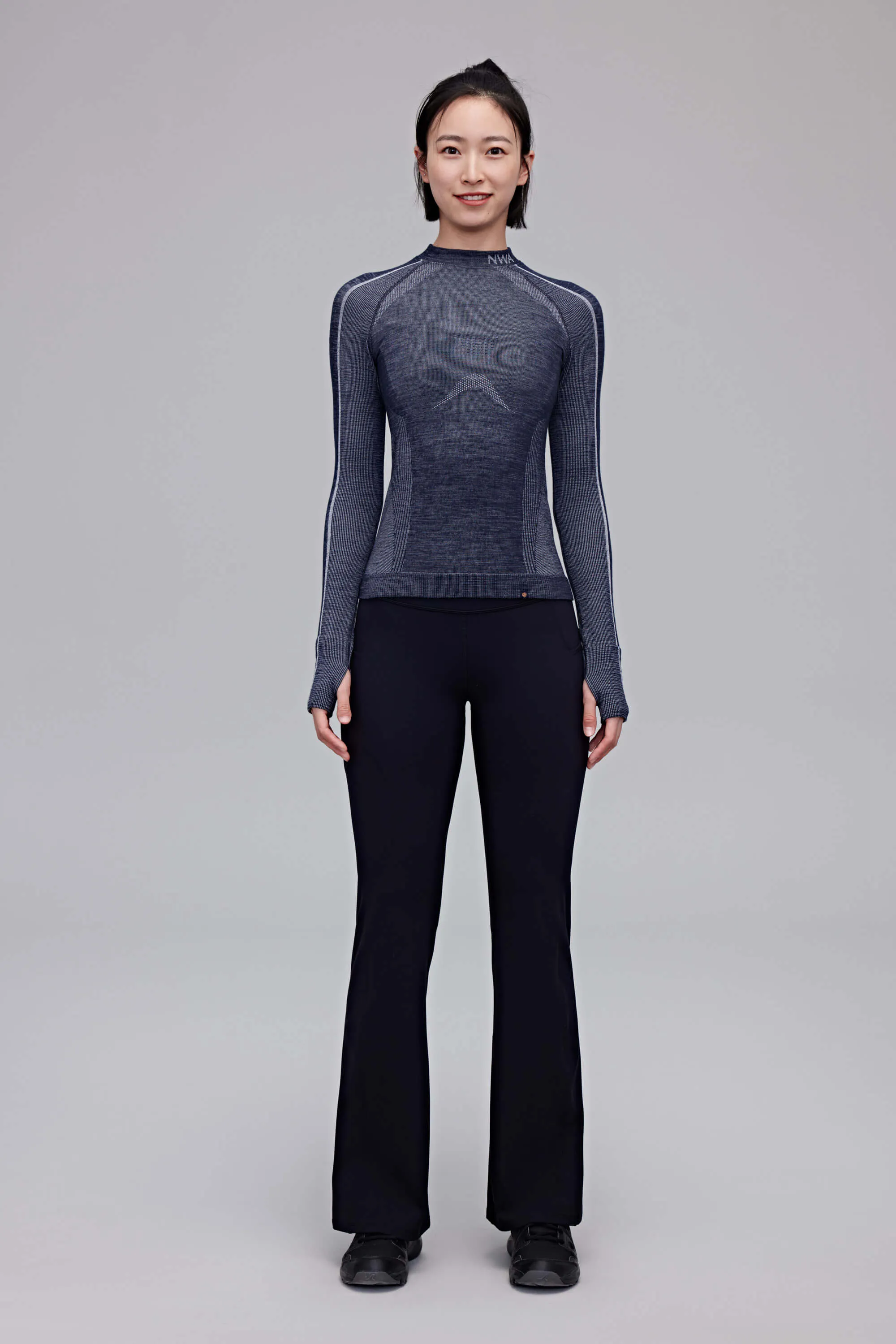 Wool Seamless Mock Neck Top