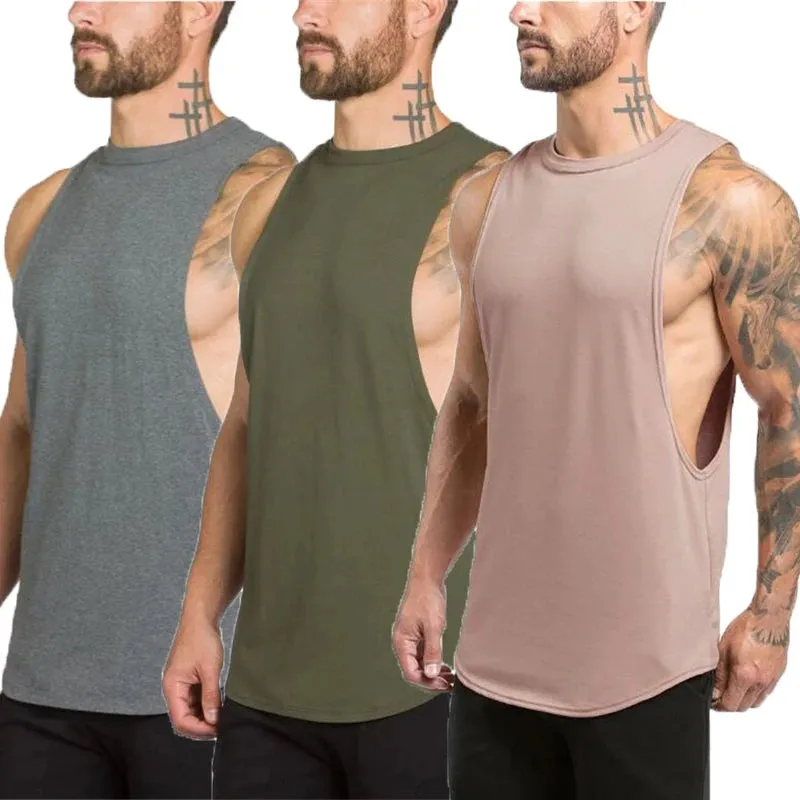 Xituodai 3 Pack Fitness Clothing Blank Bodybuilding Sleeveless Shirt Mens Gym Stringer Tank Top Men Sportswear Undershirt Fashion Vest